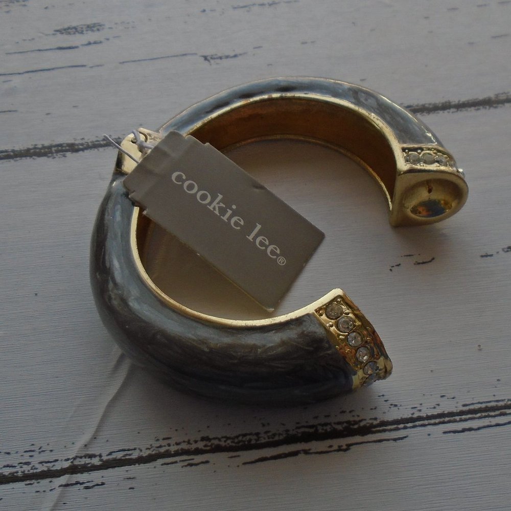 Cookie Lee gray enamel real crystals bracelet